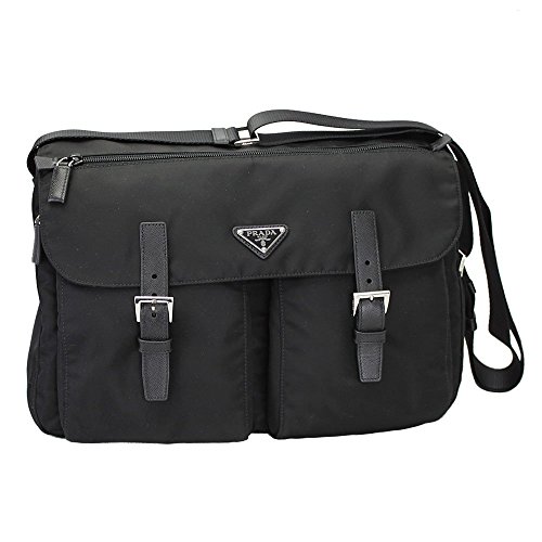 Prada Black Nylon Messenger Shoulder Bag Bt1738