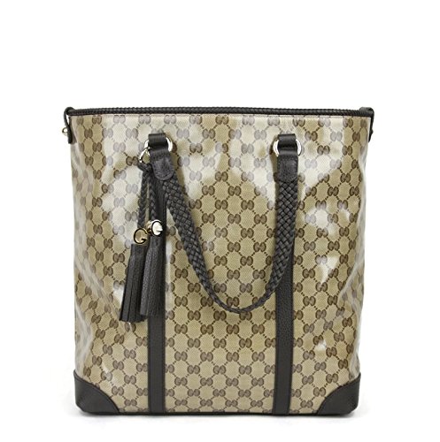 Gucci Brown GG Crystal Canvas Shoulder Bag Marrakech Tote Handbag 336660 9903