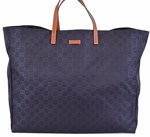 Gucci Women’s Blue Nylon XL GG Guccissima Packaway Carry All Tote Purse