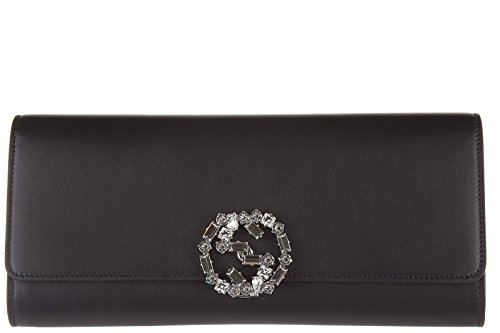 Gucci women’s leather clutch handbag bag purse broadway black