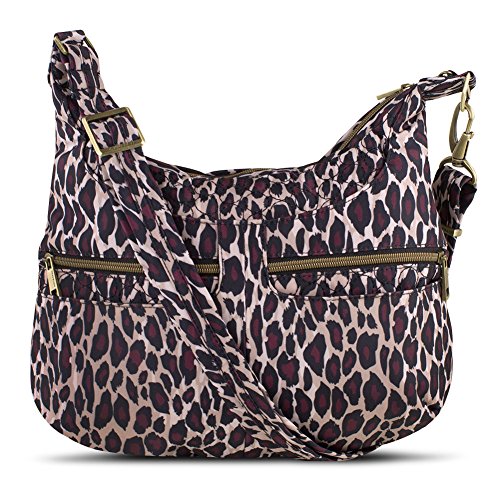 Travelon Anti-Theft Hobo Bag with Embroidered Detail, Leopard