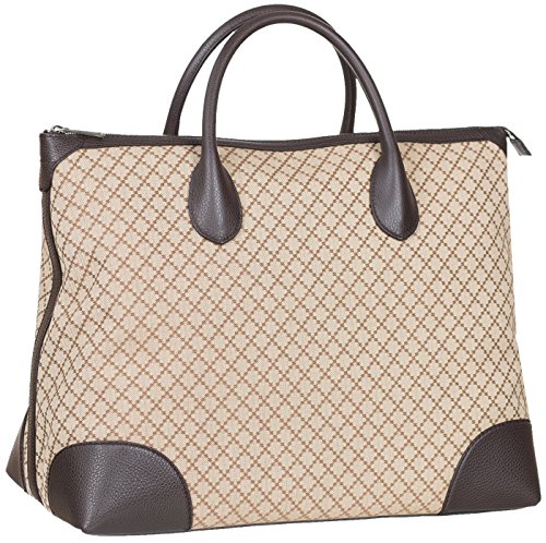 Gucci Beige GG Diamante Canvas Leather Zip Up Large Tote Bag