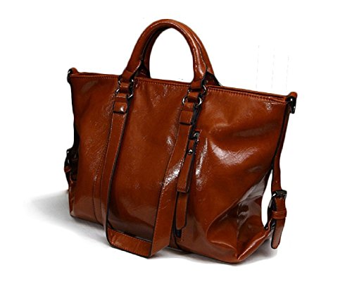 PhiFA Women’s Vintage Oil Wax Leather Satchels Top-handle Handbags