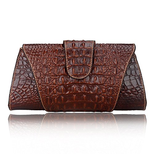 Pijushi Croco Embossed Leather Clutch Bag Cross Body Handbag 8062