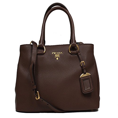 Prada Vit Daino Borsa Mano Brown Leather Top Handle Shoulder Handbag 1BA878