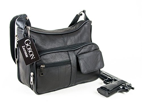 Goson® Concealed Carry Purse – NEW Premium Leather Locking CCW Gun Bag