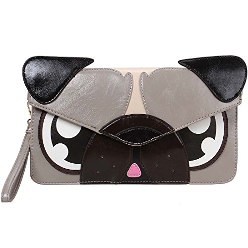 BMC Colorful Faux Leather Animal Face Thin Envelope Style Fashion Clutch Handbag
