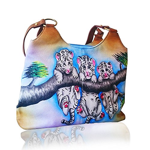 Authentic Leather Women’s Shoulder Bag Handbag Hand Painted Tote Purse