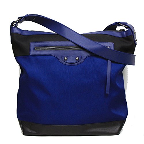 Balenciaga Nylon and Leather Veau Navy Blue Messenger Bag 411536