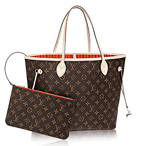 Authentic Louis Vuitton Neverfull MM Monogram Canvas Abricot Handbag Article:M41388