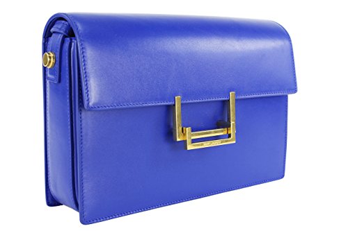 Ysl, Yves Saint Laurent Womens Baguette Handbag Blue Calf Leather