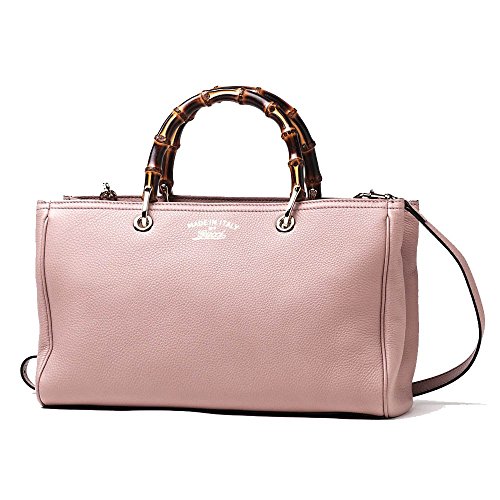 Gucci Bamboo Shopper Mauve Powder Pink Leather Tote Handbag 323660