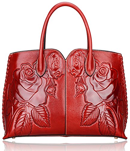 Pijushi Designer Rose Collection Women’s Genuine Leather Tote Handbags 65102
