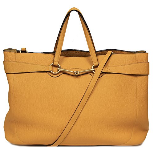Gucci Soft Golden Yellow Bright Leather Horsebit Tote Bag Shoulder Handbag 353116