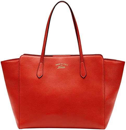 Gucci Red Leather Swing Medium Tote Satchel Bag