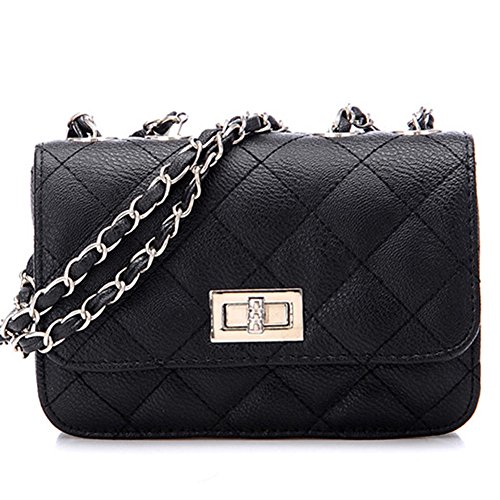 Quilted Crossbody Bag Leather Satchel Handbag Tote Bag with Metal Chain Strap