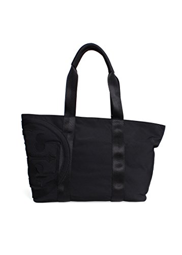 Tory Burch Medium Penn Logo Nylon Handbag Purse Bag Tote in Black