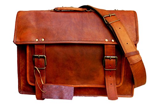 Gbag T18 Inch Vintage Handmade Leather Messenger Bag for Laptop Briefcase Satchel Bag 18X13X6 Inches Brown