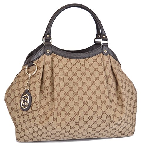 Gucci Women’s Large Brown Canvas GG Guccissima Sukey Hobo Handbag