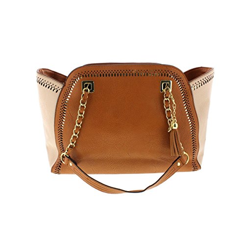 Jessica Simpson Womens Hazel Faux Leather Perforated Shopper Handbag