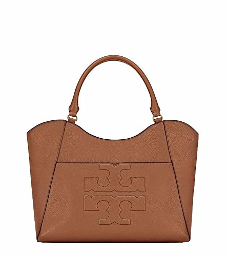 Tory Burch Bombe-T Large Leather Tote Bark Brown