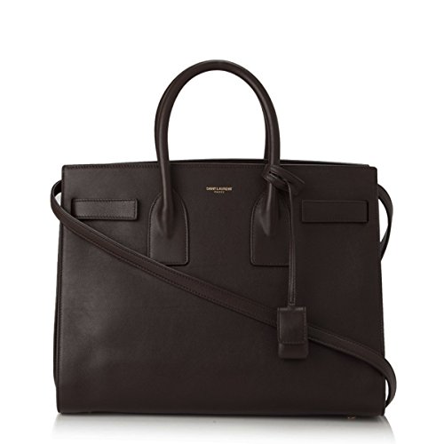Saint Laurent Brown Calf Leather Classic Small Sac De Jour Satchel Handbag 324823