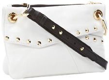 Oryany Valentina Leather CrossBody Bag with 26″ Strap & Gold Studs VA017 -White