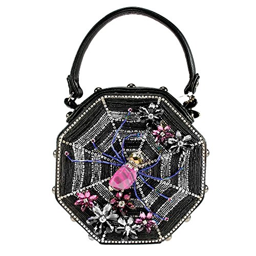 Mary Frances Charlotte Web Spider Black Purple Handbag New