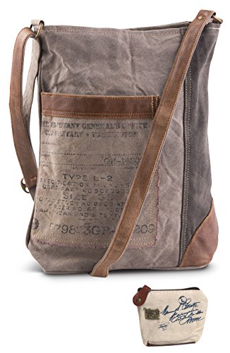 Mona B Upcycled Identified Canvas & Leather Crossbody Bag with Coin Purse