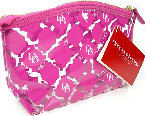 Dooney Bourke DB Logo Cosmetic Make-Up Bag Case Pouch Clear Pink See Through Transparent
