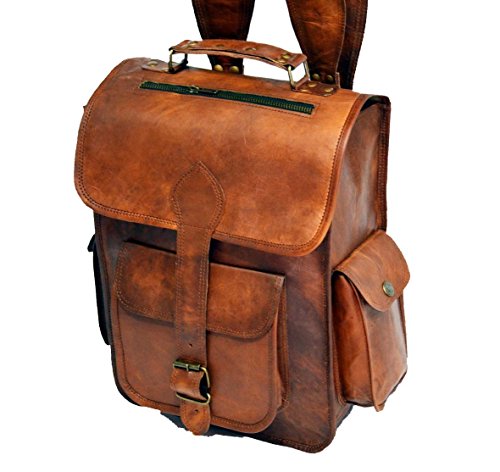 Handolederco Vintage Bag Leather Handmade Vintage Style Backpack/College Bag