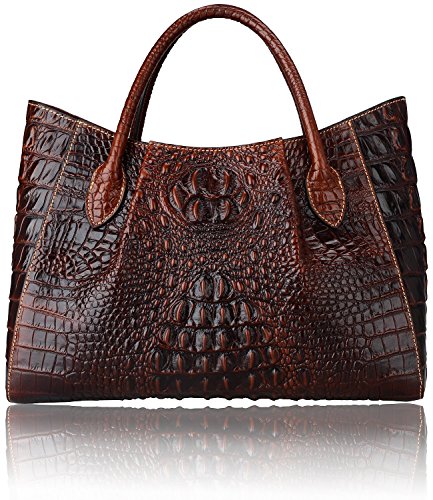 Pijushi Ladies Embossed Crocodile Anywhere Convertible Leather Tote Bag Designer Top-handle Handbags