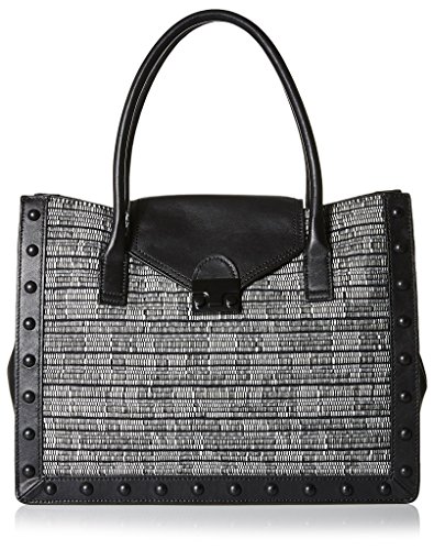 Loeffler Randall Women’s Expandable Top Handle Bag, White/Black
