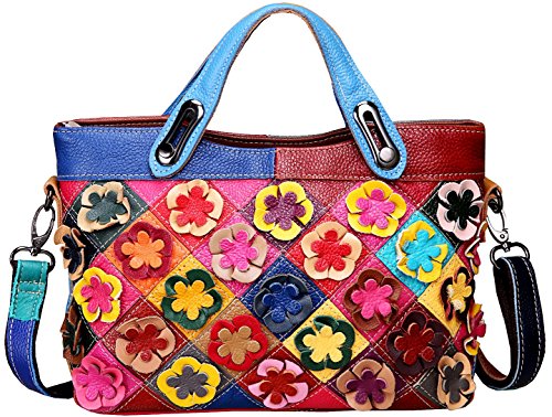 Heshe Women’s Shoulder Bags Tote Purse Cross Body Handbag Multi color Flowers