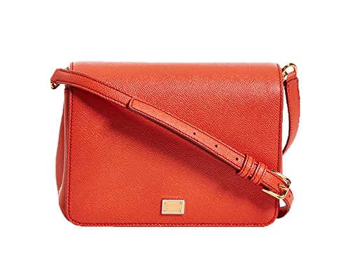 Dolce & Gabbana Borsa Calf Leather Shoulder Bag, Rosso Arancio