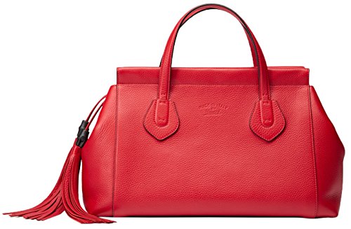 Gucci Red Leather Lady Tassel Large Tote Bag