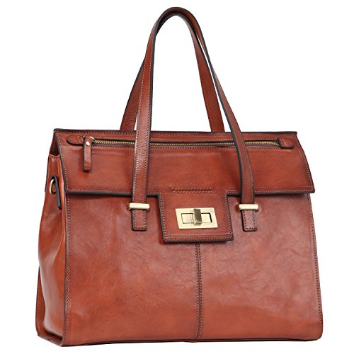 Banuce Vintage Leather Turn-lock Satchel Tote Handbag Shoulder Bag
