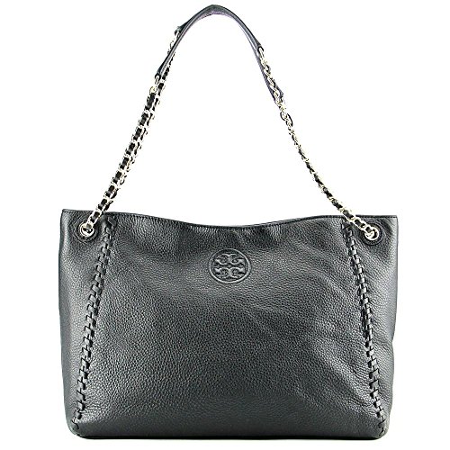 Tory Burch Marion Slouchy Shoulder Tote Black Leather Bag