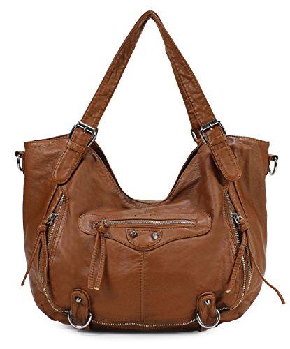 Scarleton Chic Soft Washed Front Zipper Pocket Shoulder Bag H1805