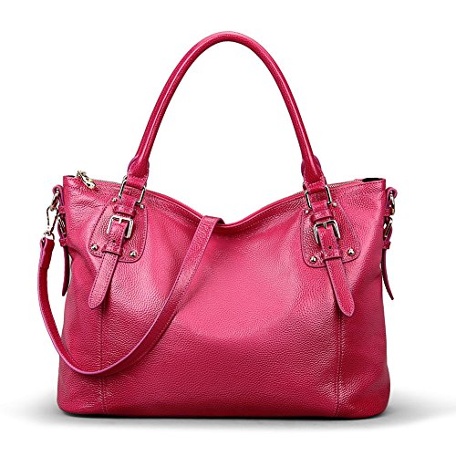Kattee Women’s Vintage Genuine Soft Leather Tote Shoulder Bag (Rose, Large) Kattee Women’s Vintage Genuine Soft Leather Tote Shoulder Bag (Rose, Large)
