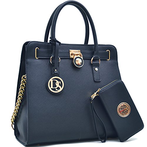 MMK collection Women Fashion Pad-lock Satchel handbags with wallet~Designer Purse for Women ~Multi Pocket ~ Perfect Women Purse and wallet~ Beautiful Designer Handbag Set