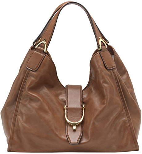 Gucci Brown Soft Stirrup Washed Leather Shoulder Bag