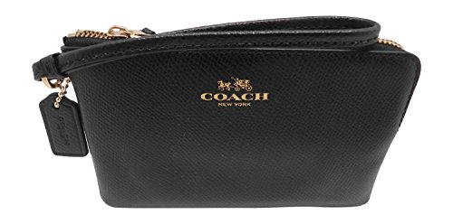 Coach Crossgrain Leather Corner Zip Wristlet Black F54626IMBLK