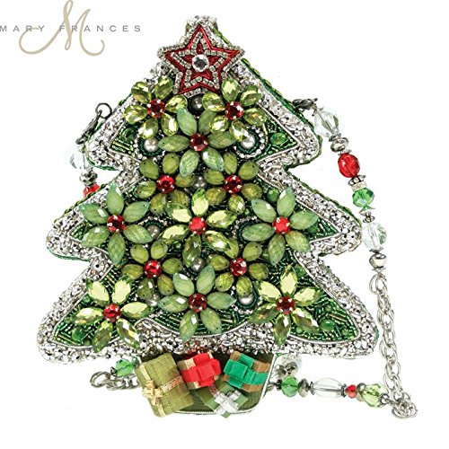 Mary Frances Handbag Holiday In Bloom Beaded Jeweled Christmas Tree Holiday Shoulder Bag