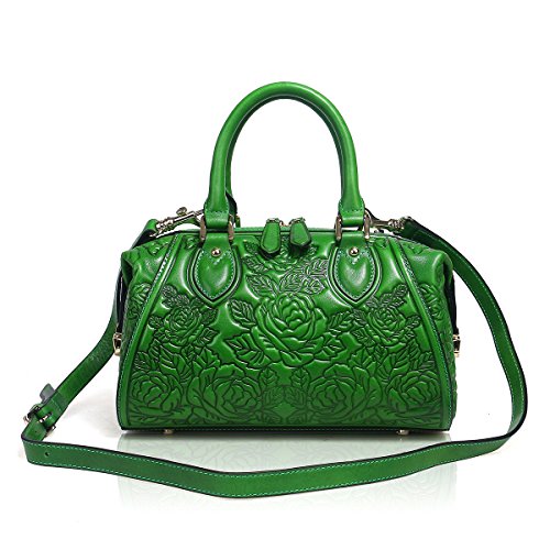 APHISON Designer Unique Embossed Floral Header Layer Cowhide Tote Style Ladies Top Handle Bags Handbags