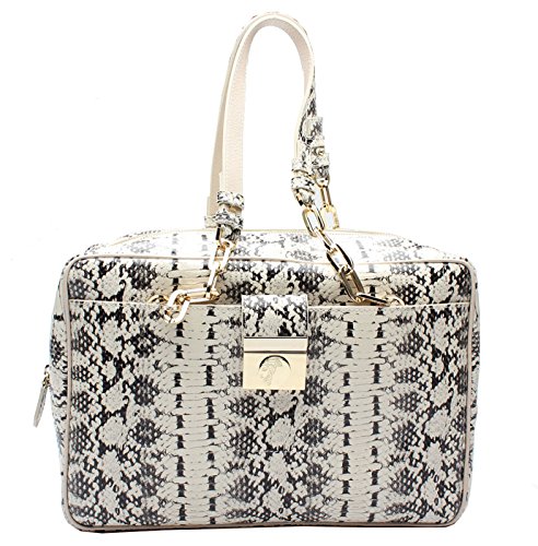 Versace Collection Reptile Pattern Leather Satchel Handbag