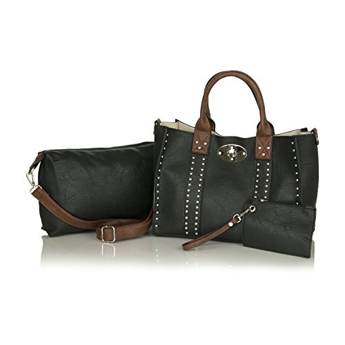 Classy Faux Leather Structured Satchel, Right And Left Hand Concealed Carry Tote