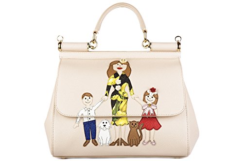 Dolce&Gabbana women’s leather handbag shopping bag purse sicily dauphine patch d