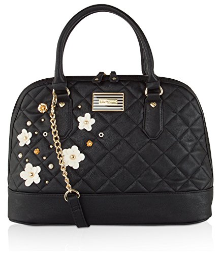 Betsey Johnson Diamond Quilted 3d Floral Design Detail Dome Satchel Cross Body