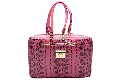 Versace Collection Reptile Pattern Leather Satchel Handbag